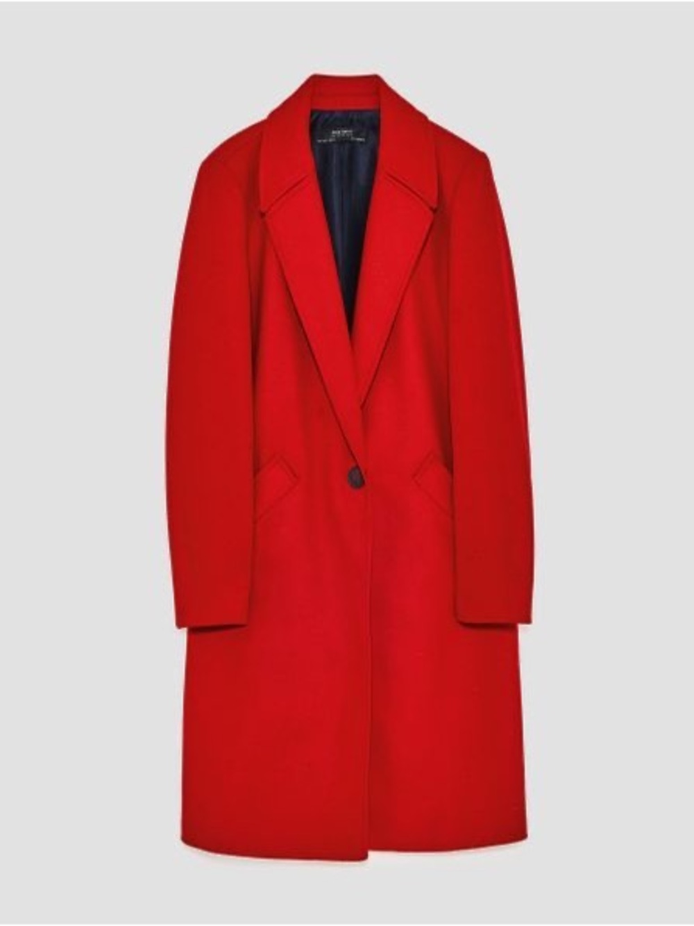 Zara Red Single-Button Wool Trench Coat